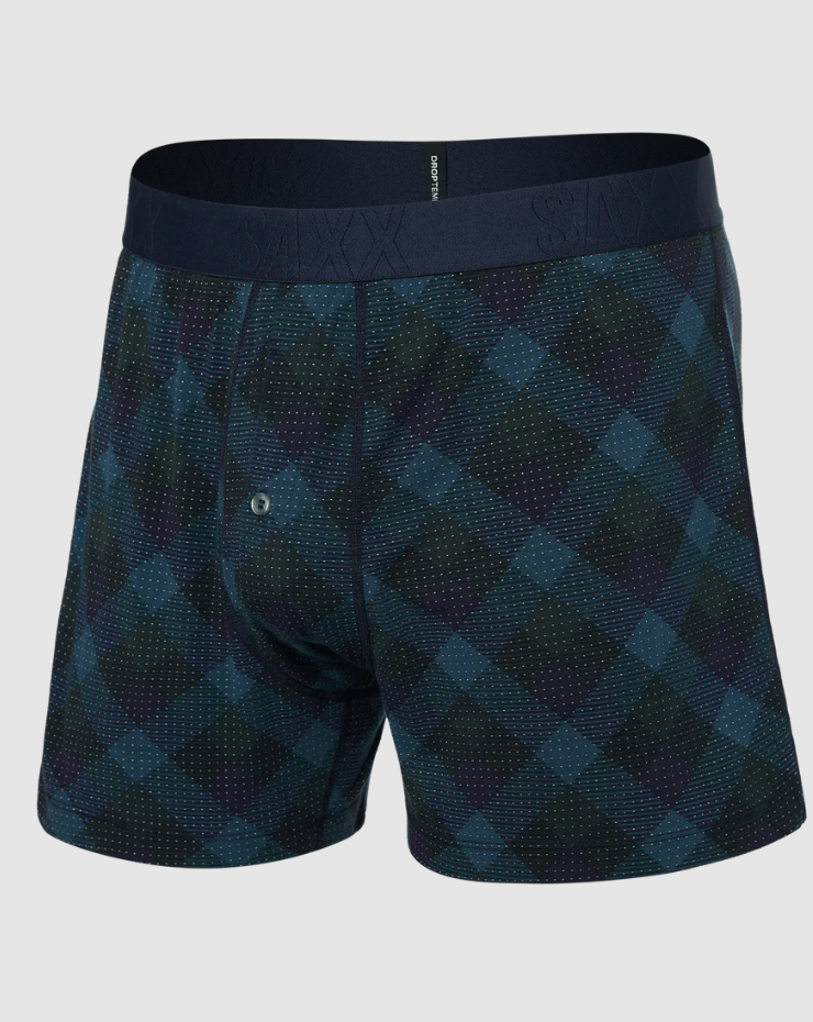 Saxx Droptemp Cooling Sleep Boxer Fly - Bison Check Maritime - Gabrielle's Biloxi