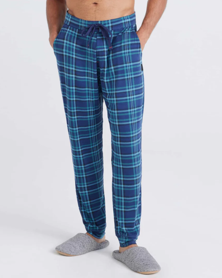 Saxx Snooze Pant - Flannel Plaid Dark Denim - Gabrielle's Biloxi