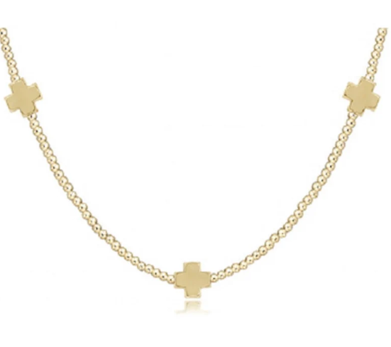 Enewton 15" Choker Signature Cross Gold Pattern 2mm Bead - Signature Cross - Gabrielle's Biloxi