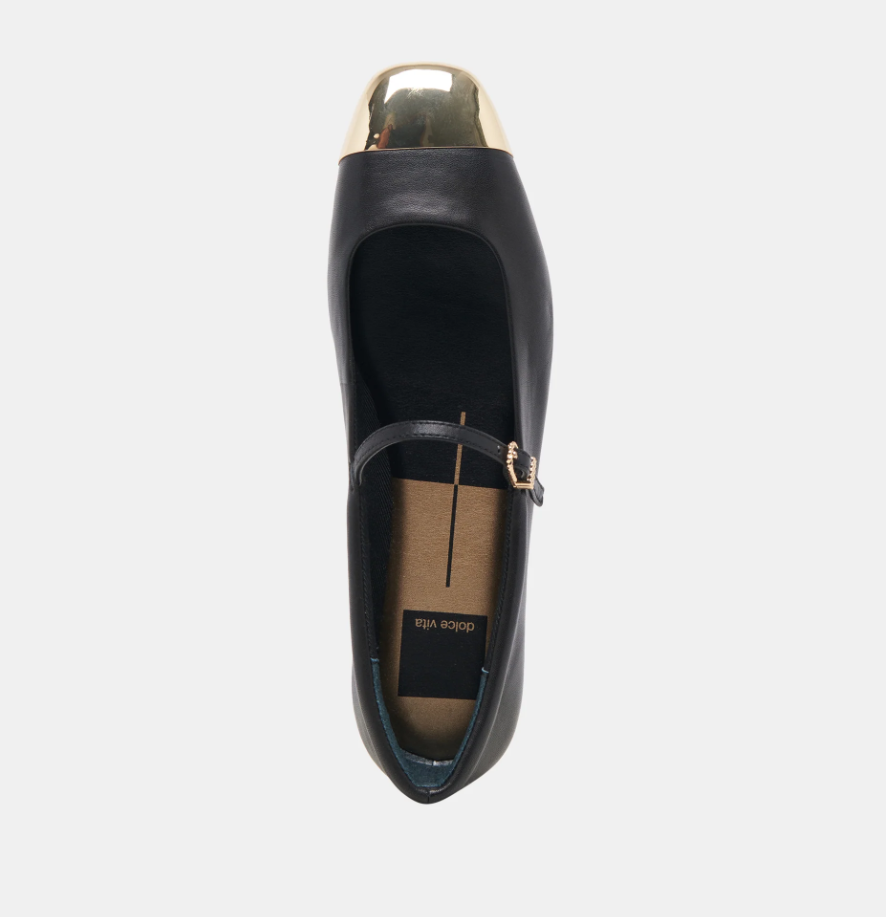 Dolce Vita Reyes Toe Cap - Black Leather - Gabrielle's Biloxi