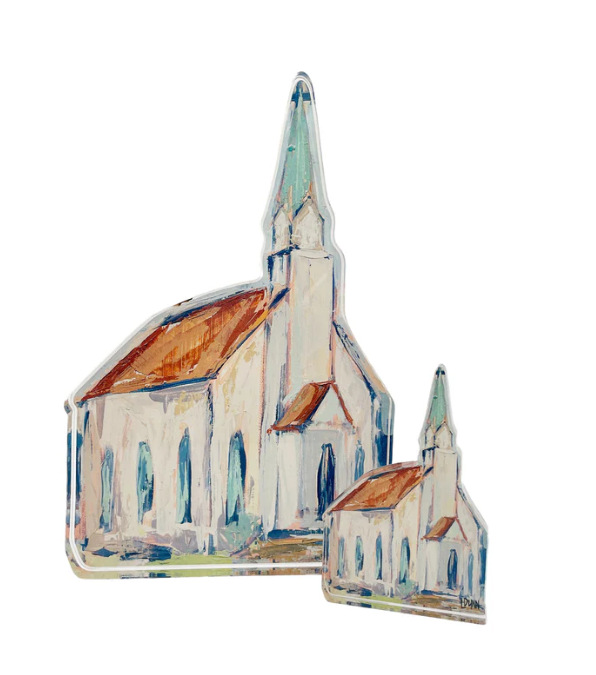 Lauren Dunn Church with Red Roof Acrylic Block - Large - Gabrielle's Biloxi