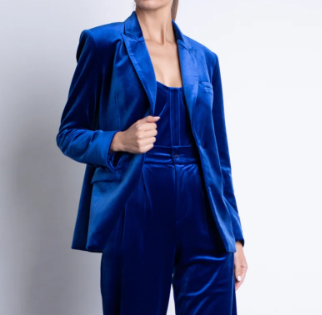 Karina Grimaldi Lola Velvet Blazer - Dusk Blue - Gabrielle's Biloxi