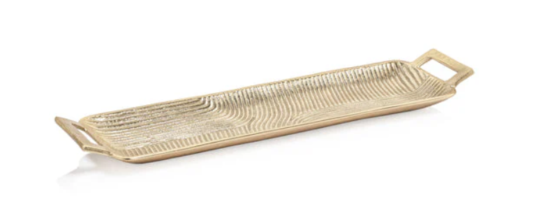 Golden Textured Aluminum Tray - 23x6x2 - Gabrielle's Biloxi