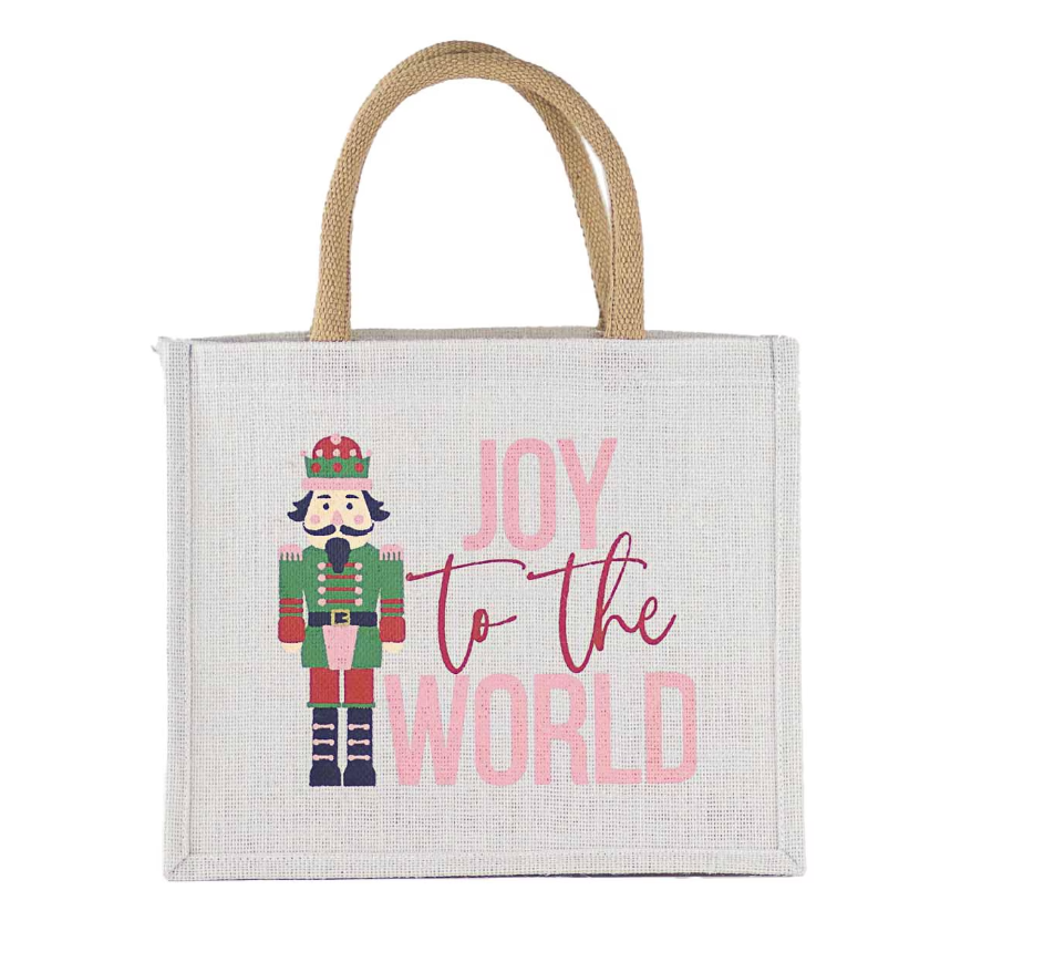 Joy to the World Nutcracker Gift Tote - White/Multi - Gabrielle's Biloxi