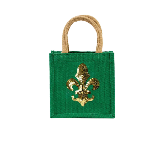 Clovis Fleur Sequin Petite Gift Tote - Green/Gold - Gabrielle's Biloxi