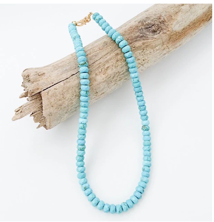 Rondelle 18" Necklace Swivel Clasp - Turquoise - Gabrielle's Biloxi