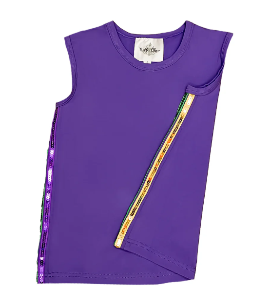 Girls Purple Sequin Striped Tank Top - Gabrielle's Biloxi