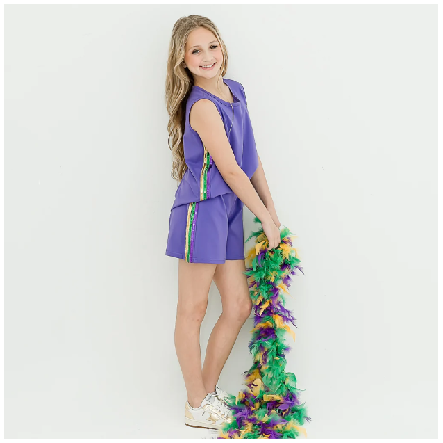 Girls Purple Sequin Striped Shorts - Gabrielle's Biloxi