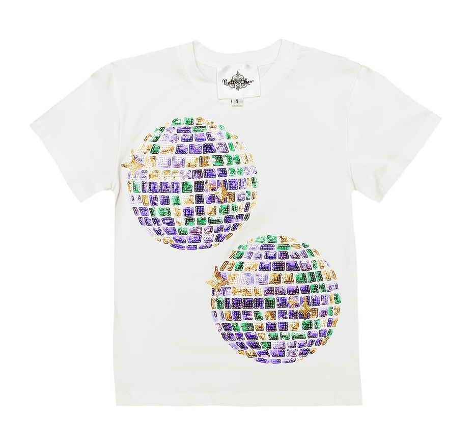 Girls White Disco Ball Shirt - Gabrielle's Biloxi