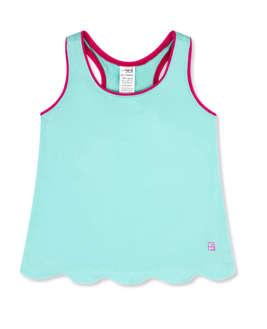 Anna Scallop Tank - Totally Turquoise, Power Pink - Gabrielle's Biloxi