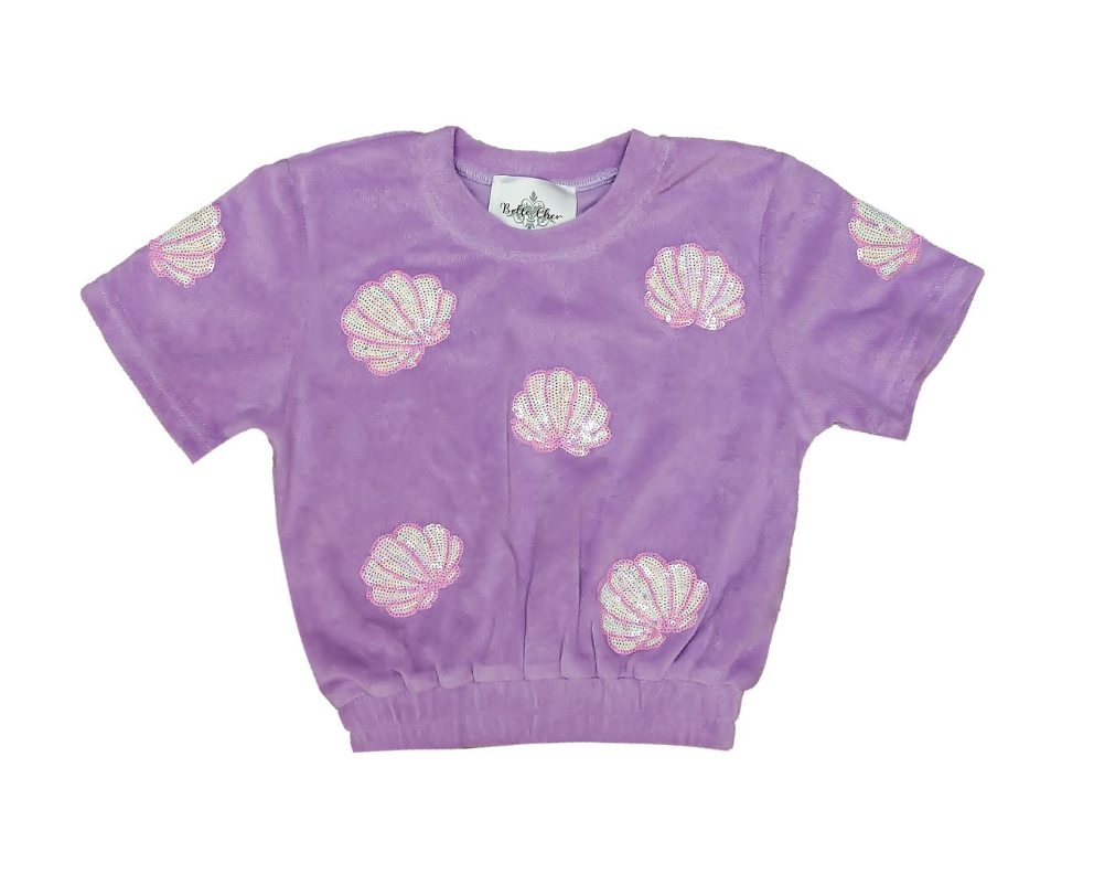 Girls Lavender Terry Cloth Seashell Top - Gabrielle's Biloxi
