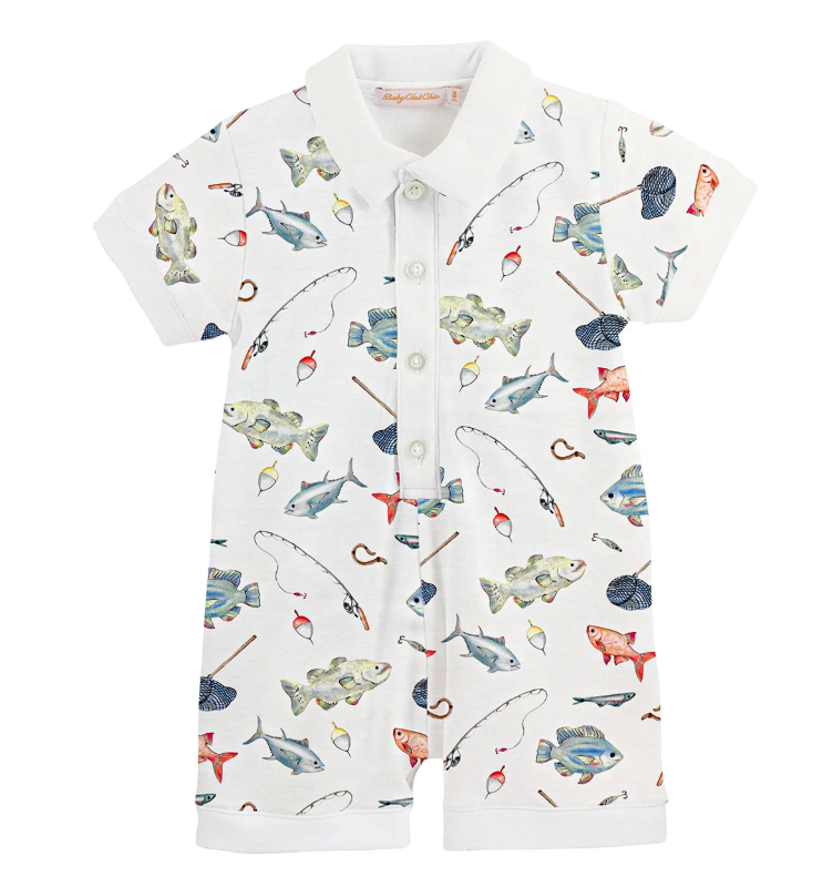 Fishing Day Romper w/ Collar - Gabrielle's Biloxi