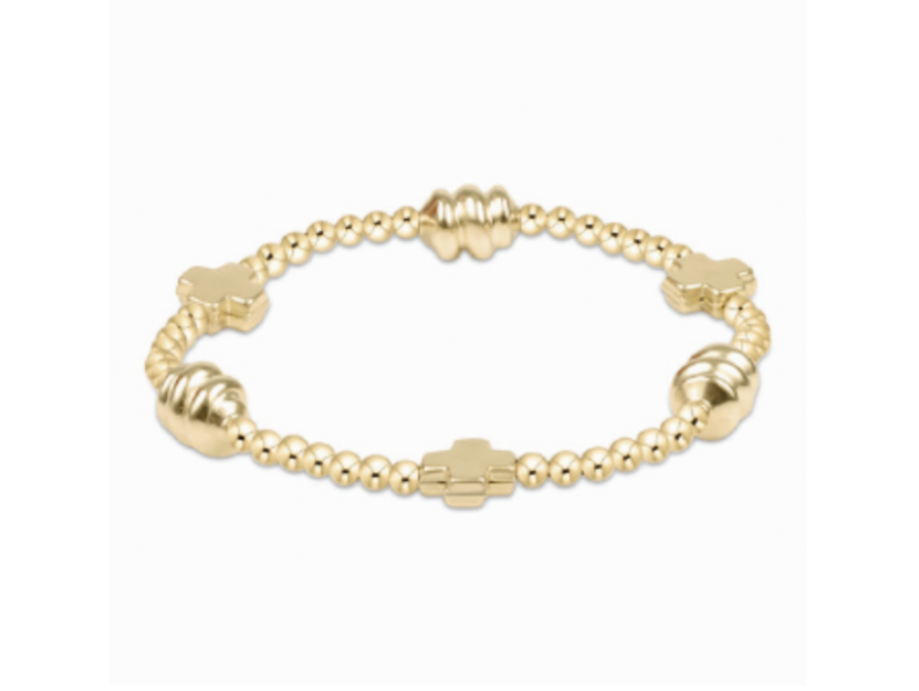 ENewton Signature Cross Admire Gold Pattern 3mm Bead Bracelet - Gold - Gabrielle's Biloxi