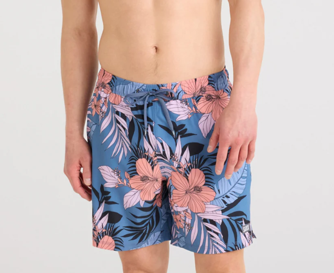 Saxx Oh Buoy 2N1 Volley 7" Hibiscus Jungle Blue - Gabrielle's Biloxi