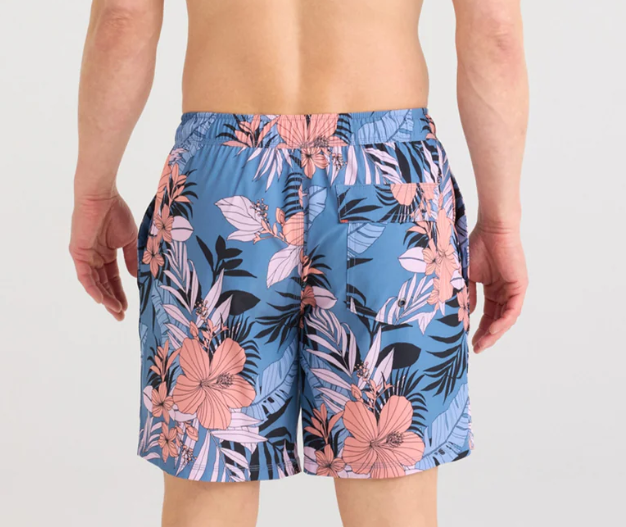 Saxx Oh Buoy 2N1 Volley 7" Hibiscus Jungle Blue - Gabrielle's Biloxi