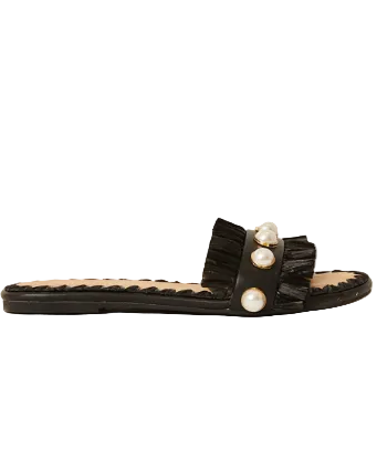 BTB Los Angeles Valentina Fringe Slide - Black - Gabrielle's Biloxi