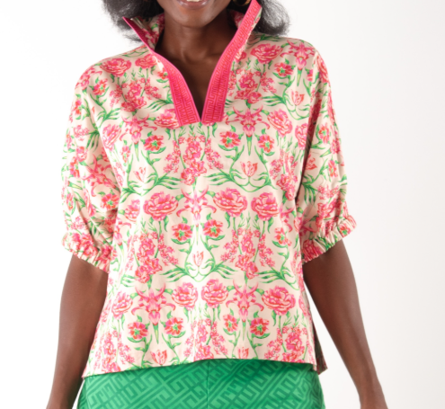 Emily McCarthy Poppy Top - Garden Cheetah - Gabrielle's Biloxi