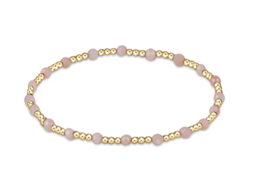 ENewton Gemstone Gold Sincerity Pattern 3mm Bead Bracelet - Pink Opal - Gabrielle's Biloxi