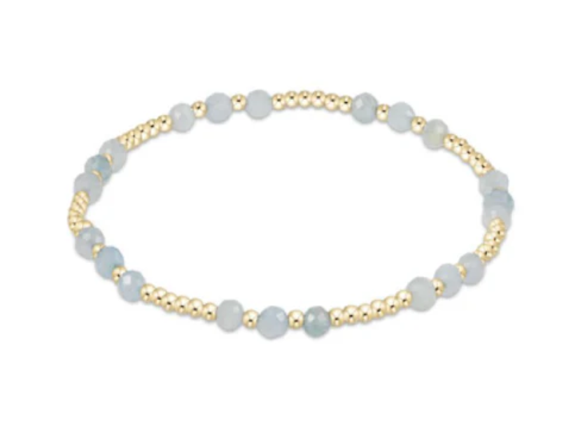 ENewton Gemstone Gold Joy Pattern 3mm Bead Bracelet - Aquamarine - Gabrielle's Biloxi