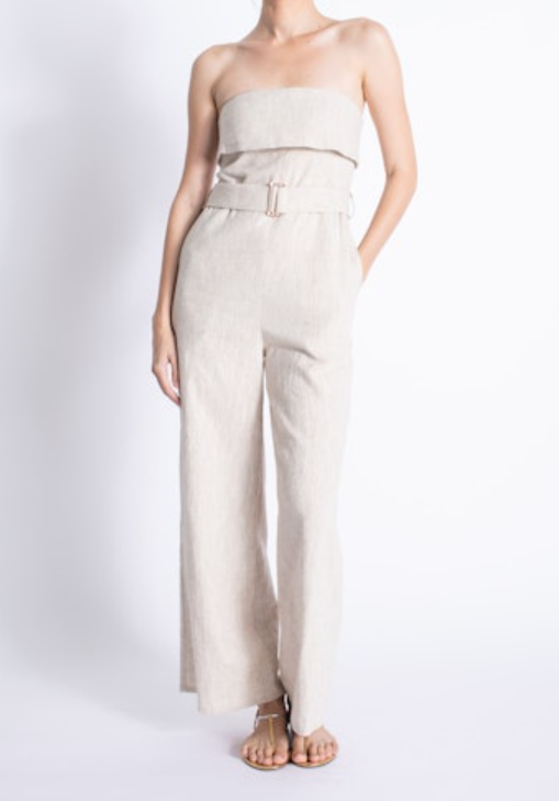 Karina Grimaldi Dove Linen Jumpsuit - Oatmeal - Gabrielle's Biloxi