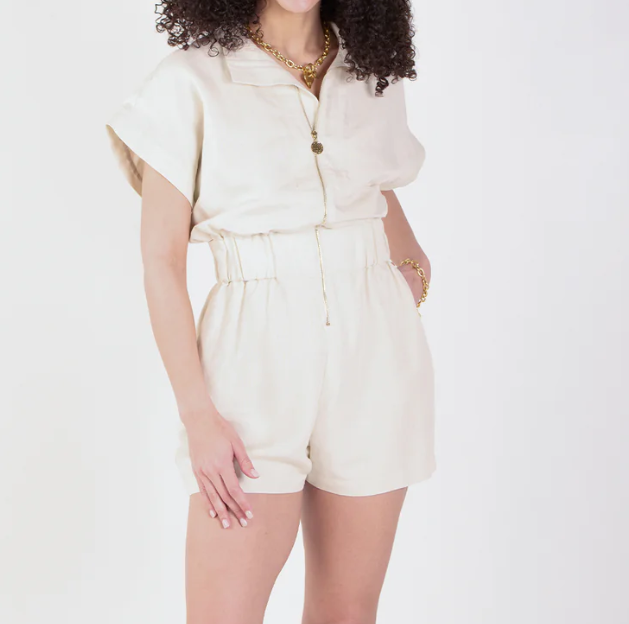 Emily McCarthy Poppy Romper - Birch - Gabrielle's Biloxi