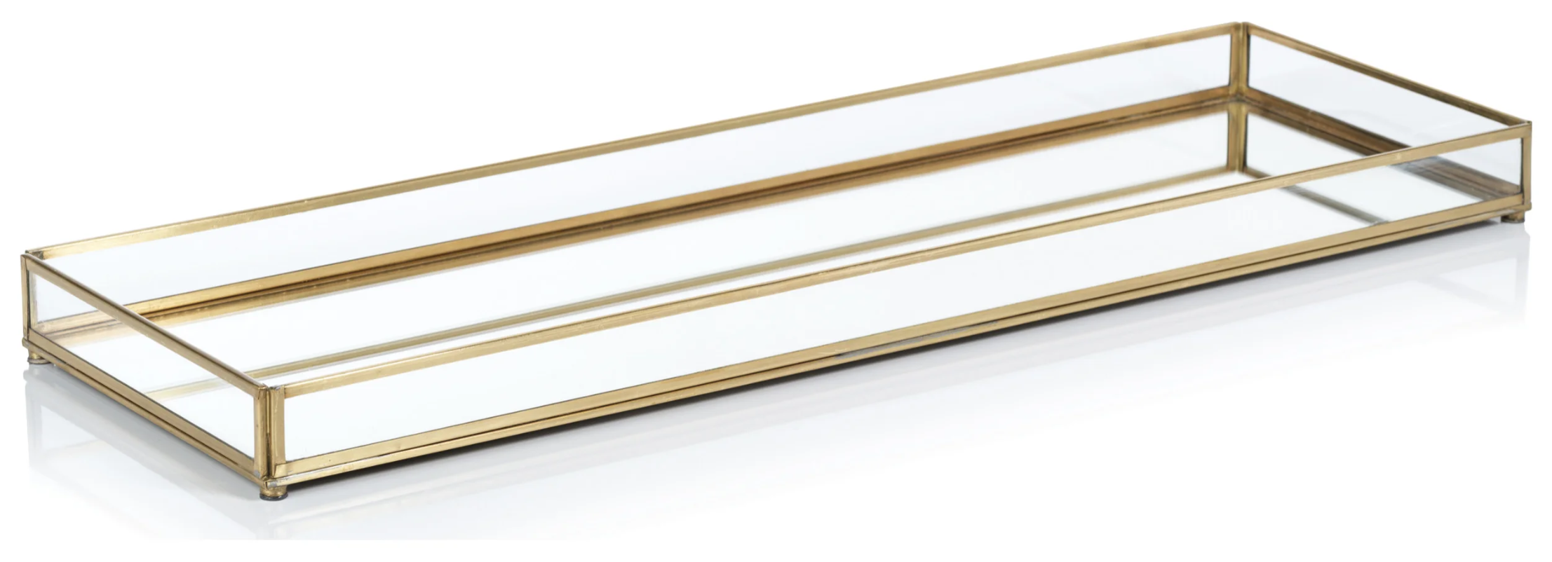 Celine Metal Edged Mirrored Glass Vanity Tray - Large - Gabrielle's Biloxi