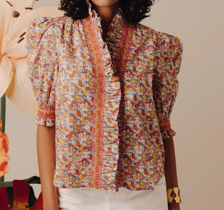 Love the Label Zuri Top Short Sleeve - D'Anjo Liberty Print - Gabrielle's Biloxi