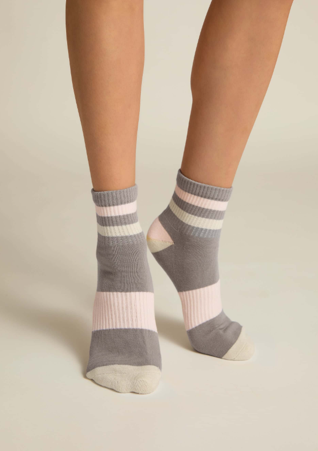 Faceplant Dreams Bamboo Retro Shorty Sock - Grey/Pink - Gabrielle's Biloxi