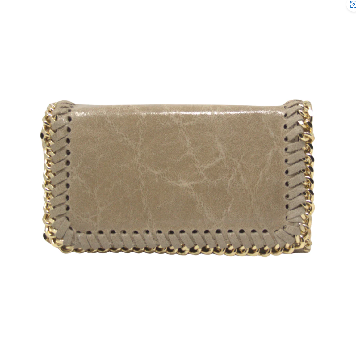 German Fuentes Leather Bag with Gold Chain - Beige - Gabrielle's Biloxi