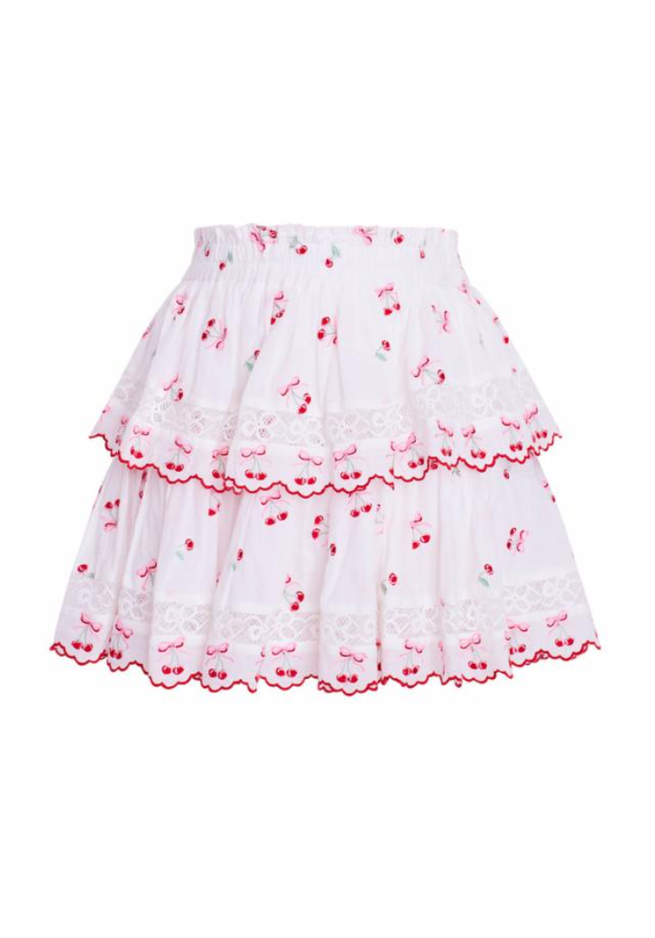 Love Shack Fancy Ruffle Mini Skirt - Optic White - Gabrielle's Biloxi