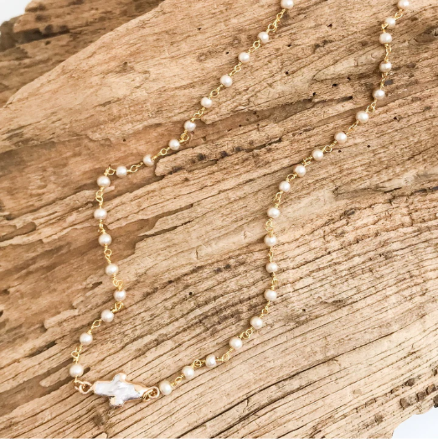 Virtue Pearl Bezel Cross Sideways on 16" Rosary - Gabrielle's Biloxi
