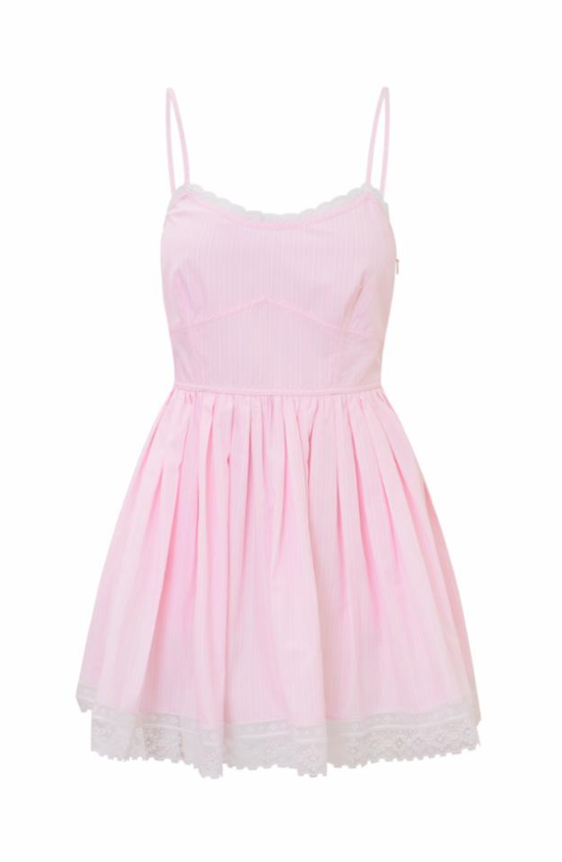 loveshackfancy pink dress Harrisine Cotton Pinstripe Mini Dress Pink RIVIERA / XS
