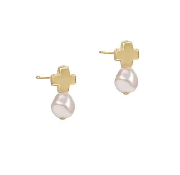 Enewton Signature Cross Gold Stud - Pearl - Gabrielle's Biloxi