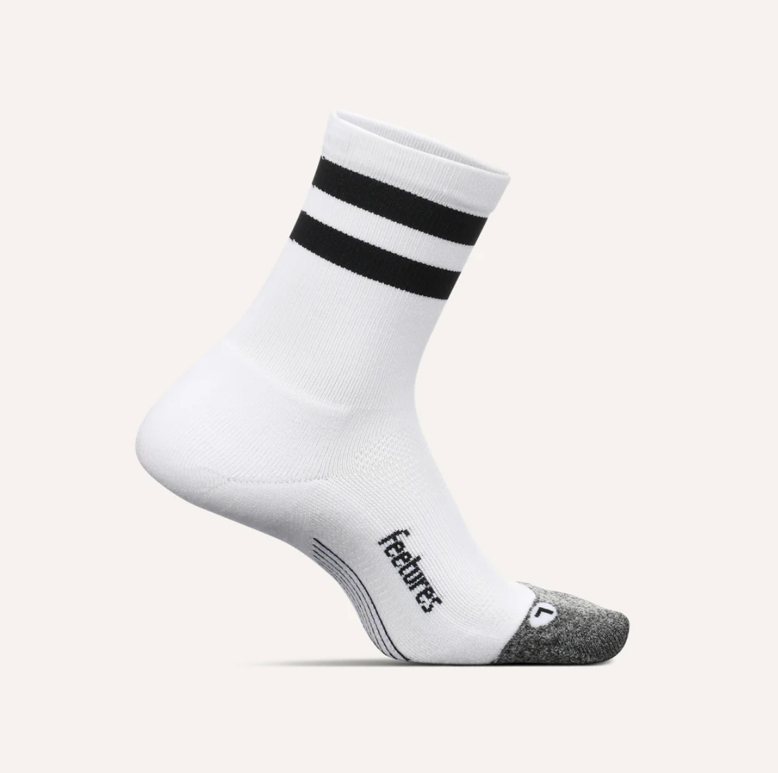 Feetures Elite Light Cushion Mini Crew - White High Top Stripe - Gabrielle's Biloxi