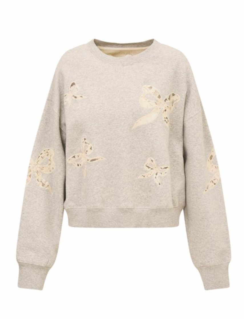 Love Shack Fancy Linetta Pullover - Heather Grey - Gabrielle's Biloxi