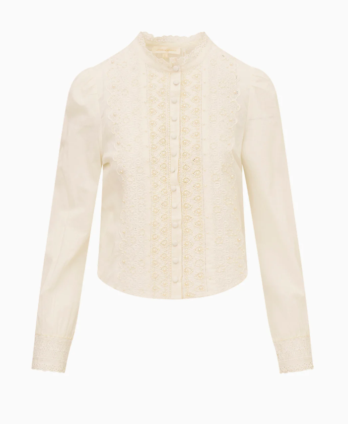 Love Shack Fancy Larine Top - Off White - Gabrielle's Biloxi