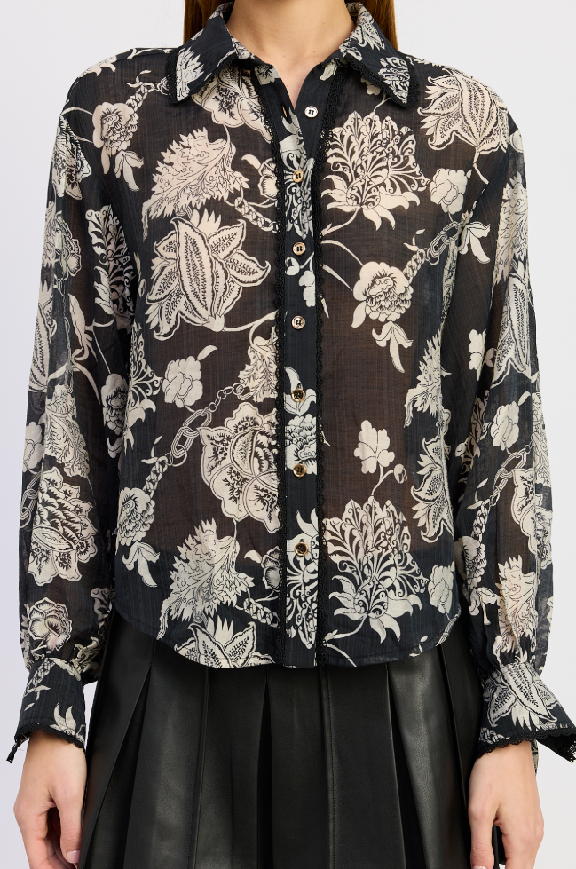 Elisabet Button Top - Black Ivory - Gabrielle's Biloxi