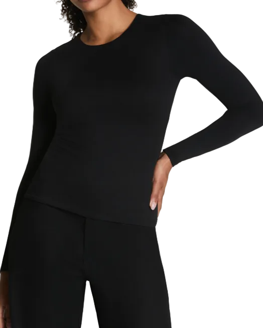 Spanx Smoothing Jersey Long Sleeve Crewneck - Classic Black - Gabrielle's Biloxi