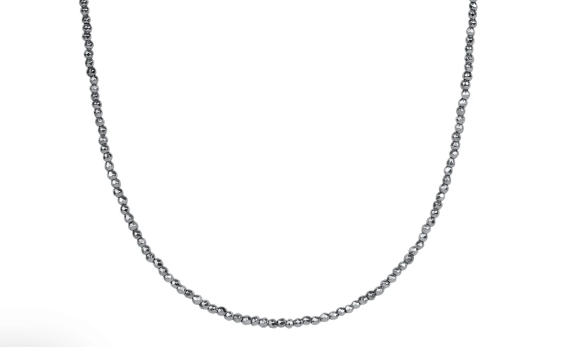 ENewton 15" Choker Silver Faceted Hematite 2mm Bead - Gabrielle's Biloxi