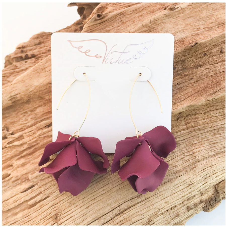 Virtue Hyacinth Tiered Marquis Earrings - Maroon - Gabrielle's Biloxi