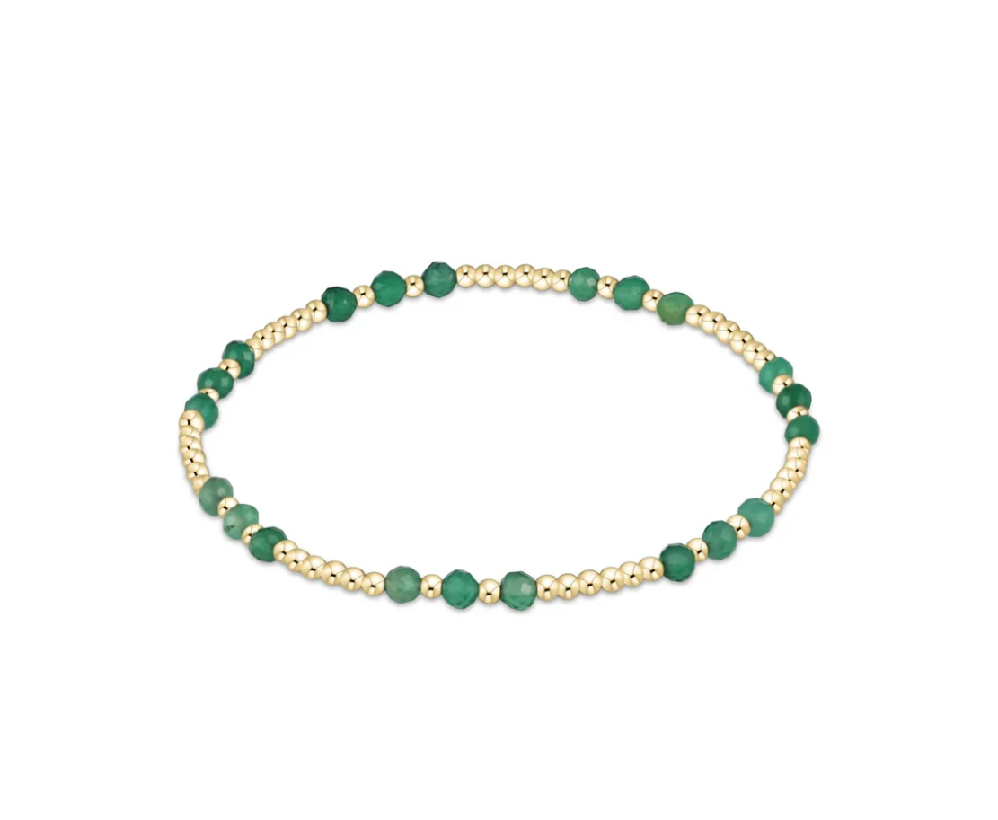 ENewton Gemstone Gold Joy Pattern 3mm Bead Bracelet - Green Onyx - Gabrielle's Biloxi