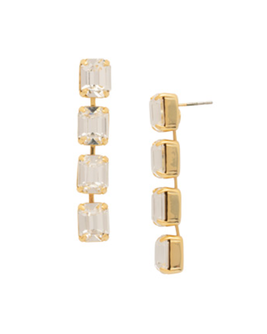 Octavia Repeating Dangle Earrings - Bright Gold Crystal - Gabrielle's Biloxi