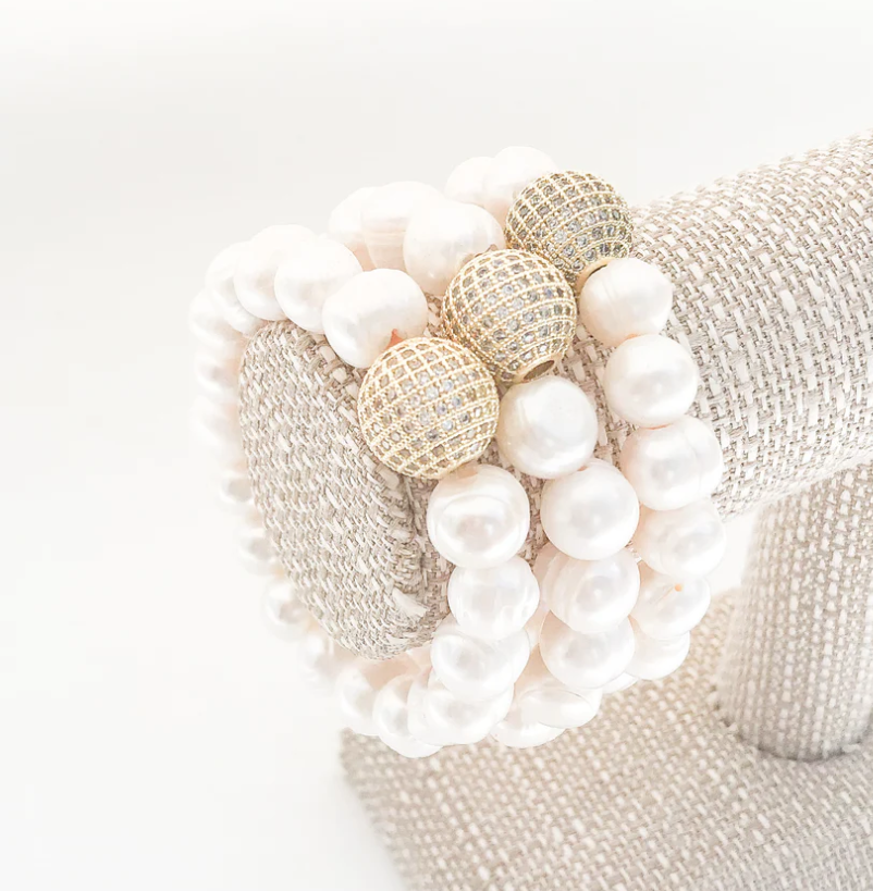 Virtue Freshwater Pearl Bracelet w/ CZ Ball - Gabrielle's Biloxi