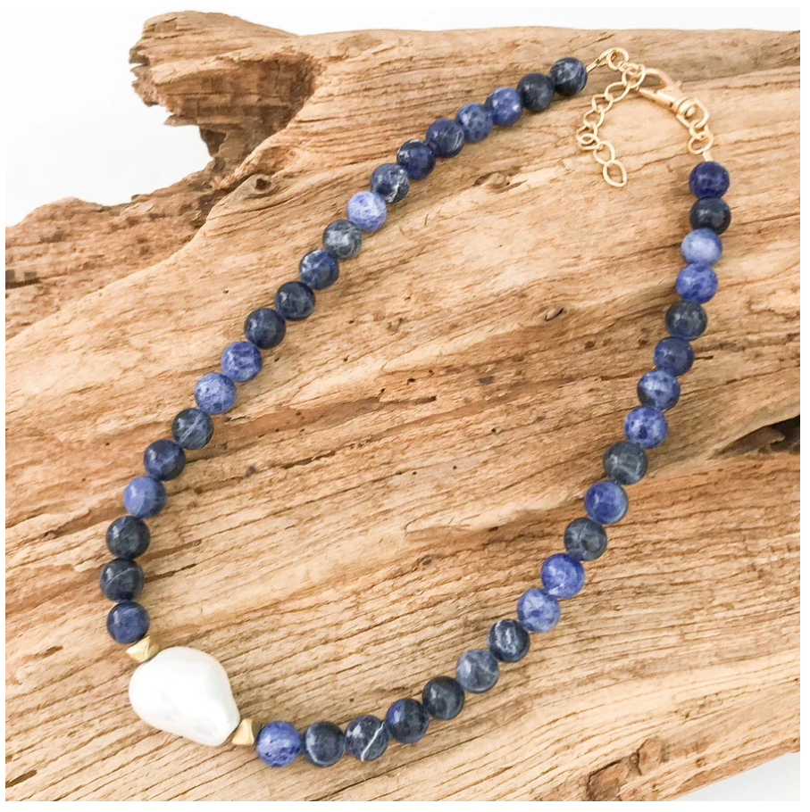 The Kamryn Necklace - Blue Marble - Gabrielle's Biloxi