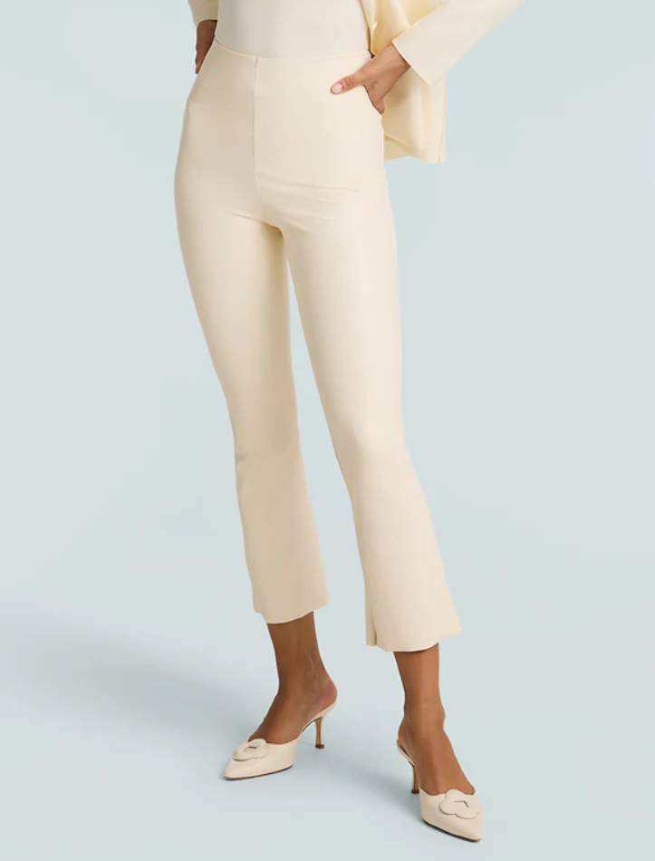 Commando Faux Leather Cropped Flare - Ivory - Gabrielle's Biloxi