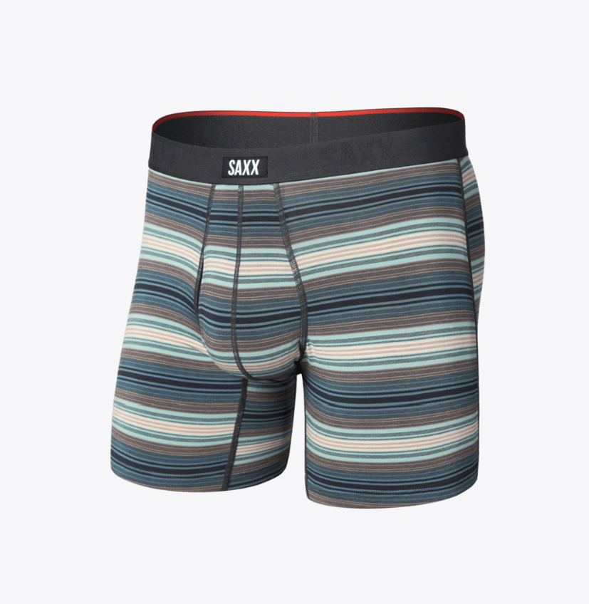Saxx Vibe Xtra Soft Comfort Boxer Brief Fly - Baja Stripe Dark Sage