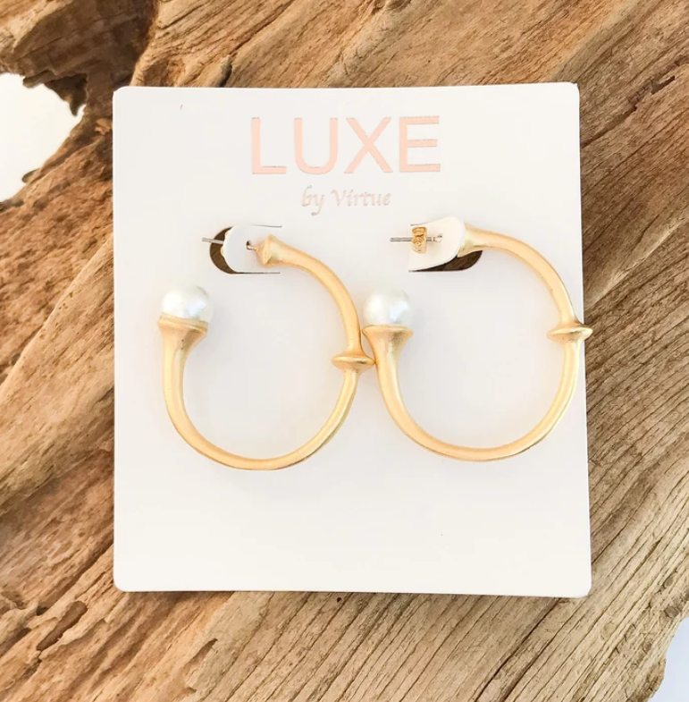 Virtue The Lucia LUXE Hoop with Pearl Earrings