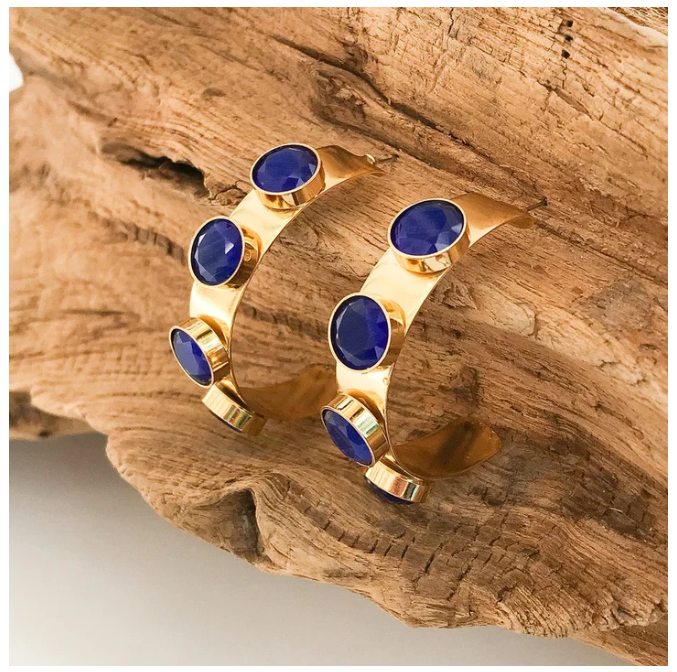 Virtue The Halston Thick Cat Eye Hoops LUXE - Royal