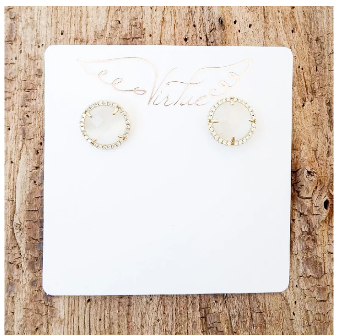 Virtue Gemstone Stud - White