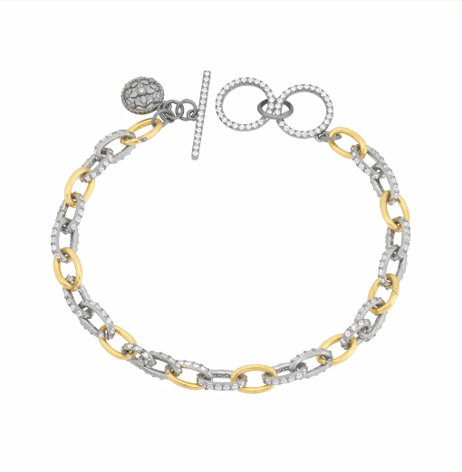 Freida Rothman Alternating Chain Link Bracelet - Gold & Silver